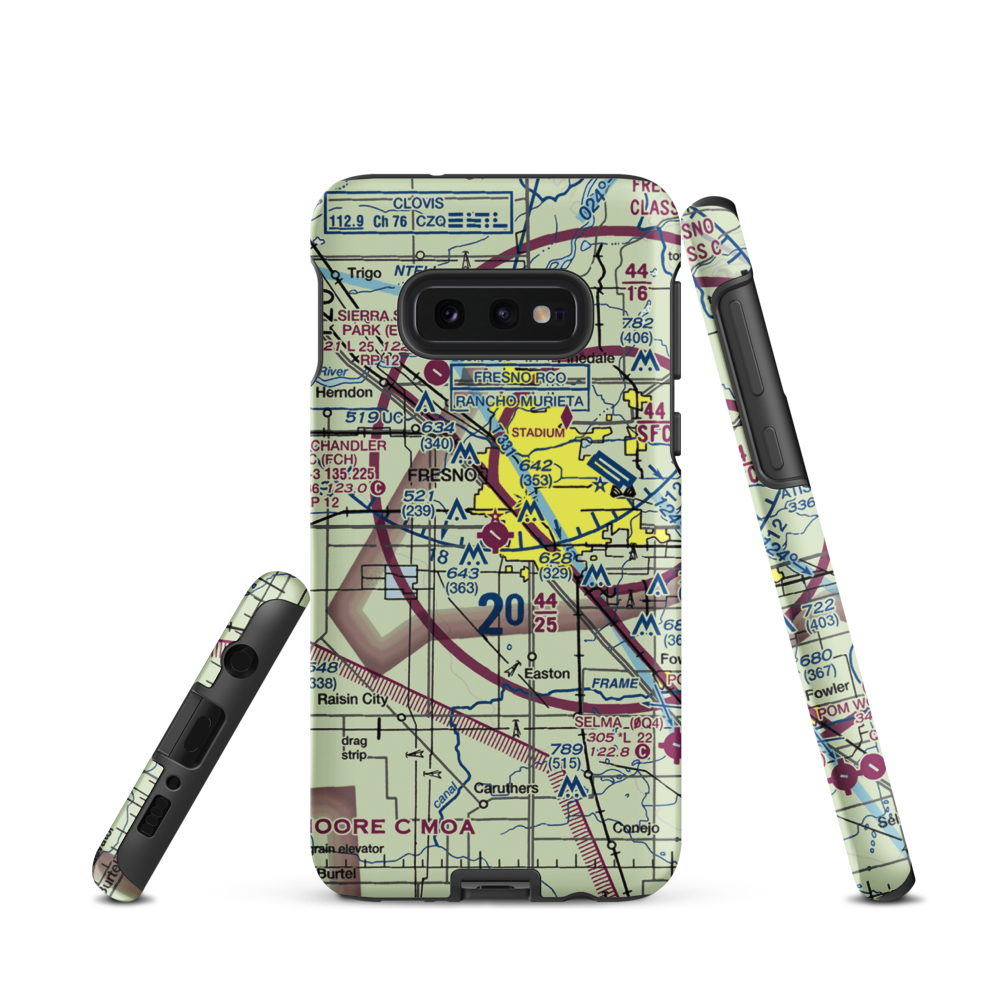 Fresno Chandler Executive Airport (FCH) VFR Sectional Samsung Phone Case Samsung Galaxy S10e model shown