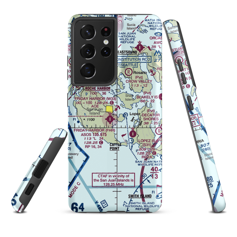 Friday Harbor Seaplane Base (W33) VFR Sectional Samsung Phone Case Samsung Galaxy S21 Ultra model shown