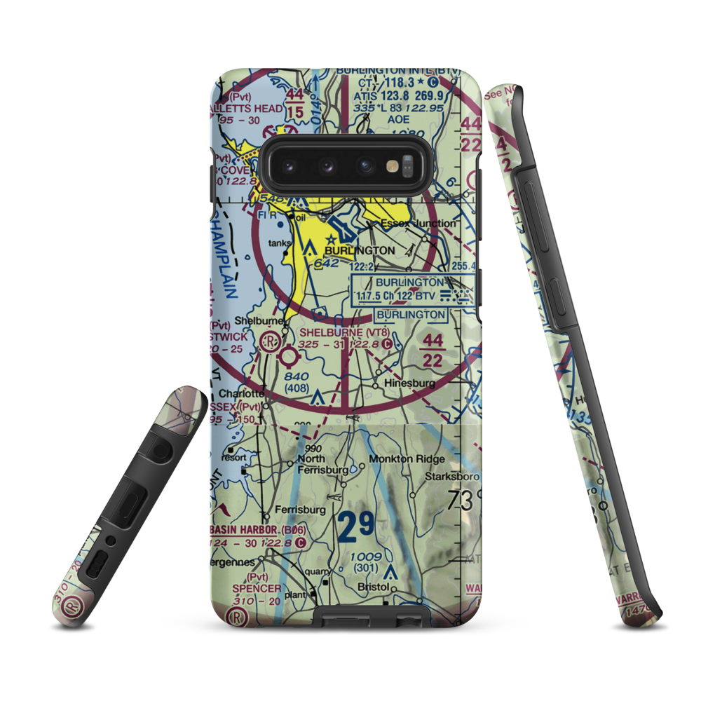 Frogs End Airport (42VT) VFR Sectional Samsung Phone Case Samsung Galaxy S10 Plus model shown