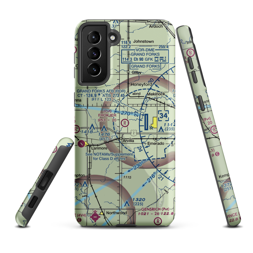 Frokjer Airport (ND60) VFR Sectional Samsung Phone Case Samsung Galaxy S21 FE model shown