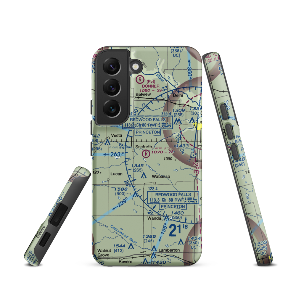 Fuhr Flying Svc Airport (60MN) VFR Sectional Samsung Phone Case Samsung Galaxy S22 model shown