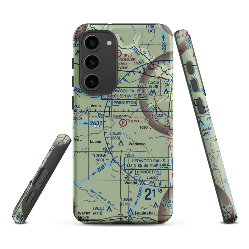 Fuhr Flying Svc Airport (60MN) VFR Sectional Samsung Phone Case Samsung Galaxy S23 Plus model shown