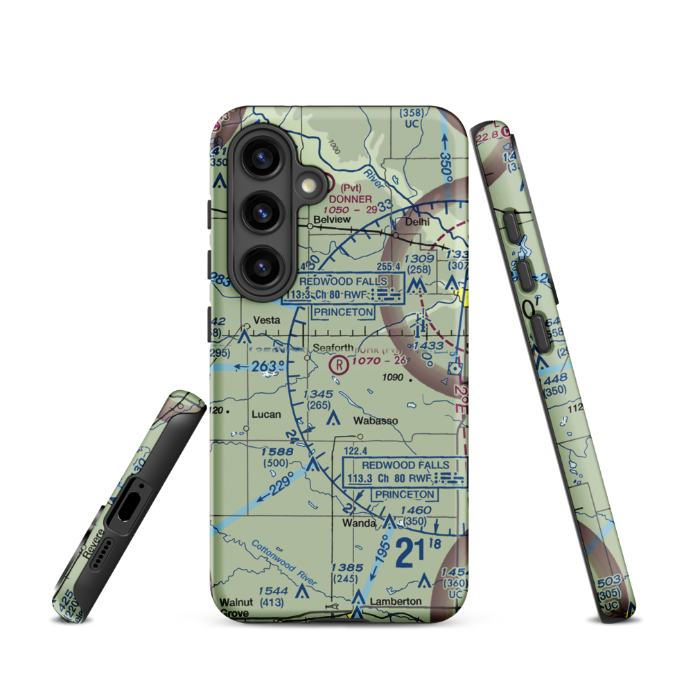 Fuhr Flying Svc Airport (60MN) VFR Sectional Samsung Phone Case Samsung Galaxy S24 model shown