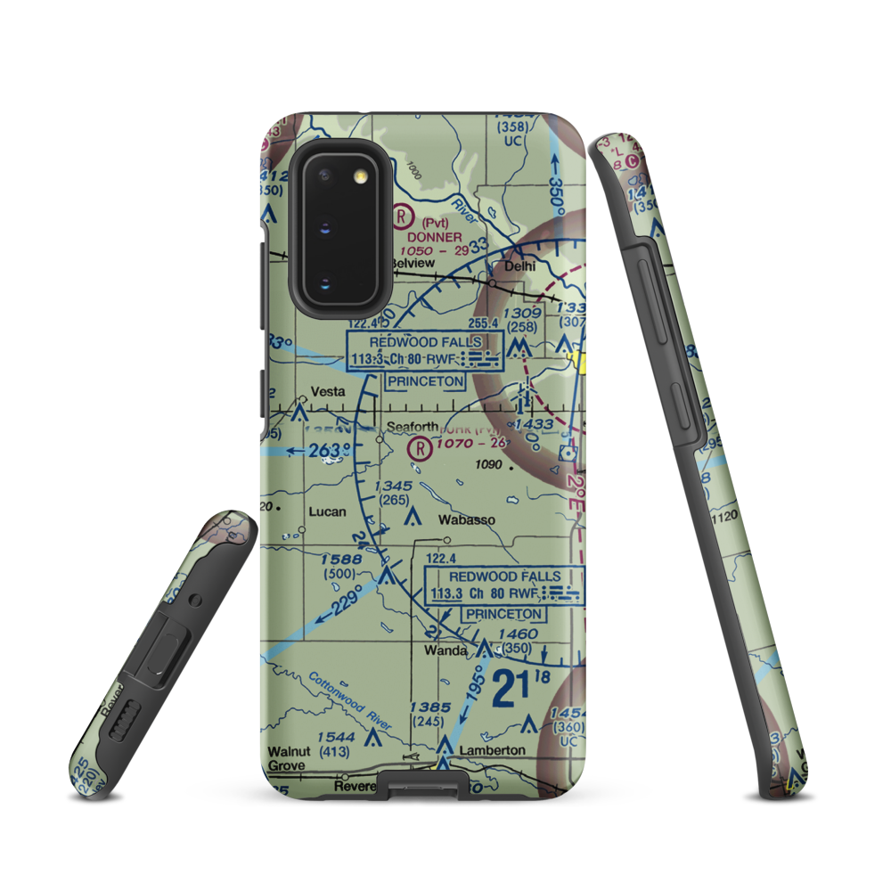 Fuhr Flying Svc Airport (60MN) VFR Sectional Samsung Phone Case Samsung Galaxy S20 model shown