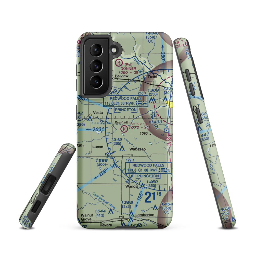 Fuhr Flying Svc Airport (60MN) VFR Sectional Samsung Phone Case Samsung Galaxy S21 model shown