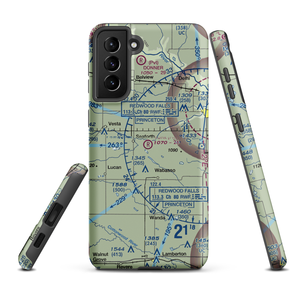 Fuhr Flying Svc Airport (60MN) VFR Sectional Samsung Phone Case Samsung Galaxy S21 FE model shown