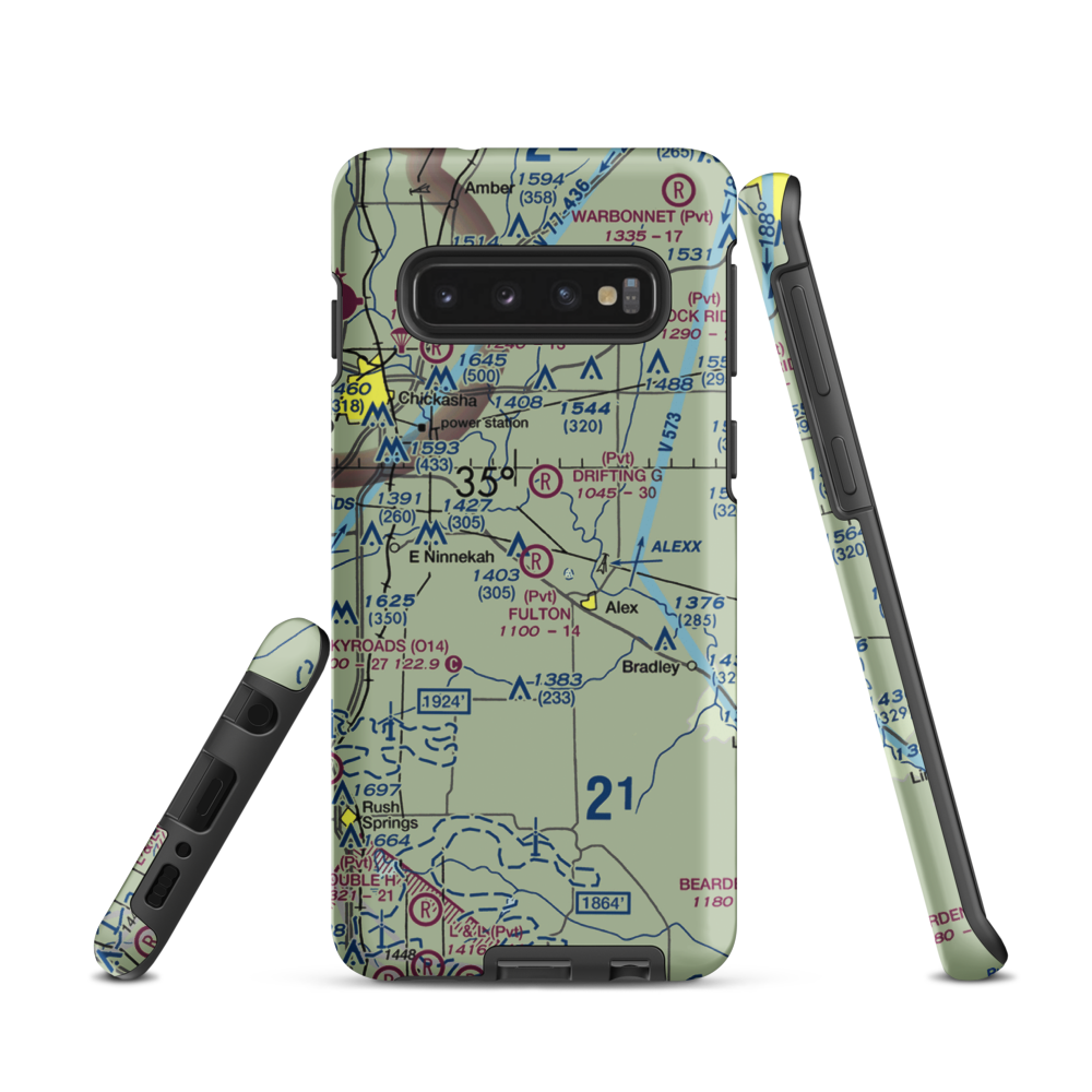 Fulton Airport (00AS) VFR Sectional Samsung Phone Case Samsung Galaxy S10 model shown