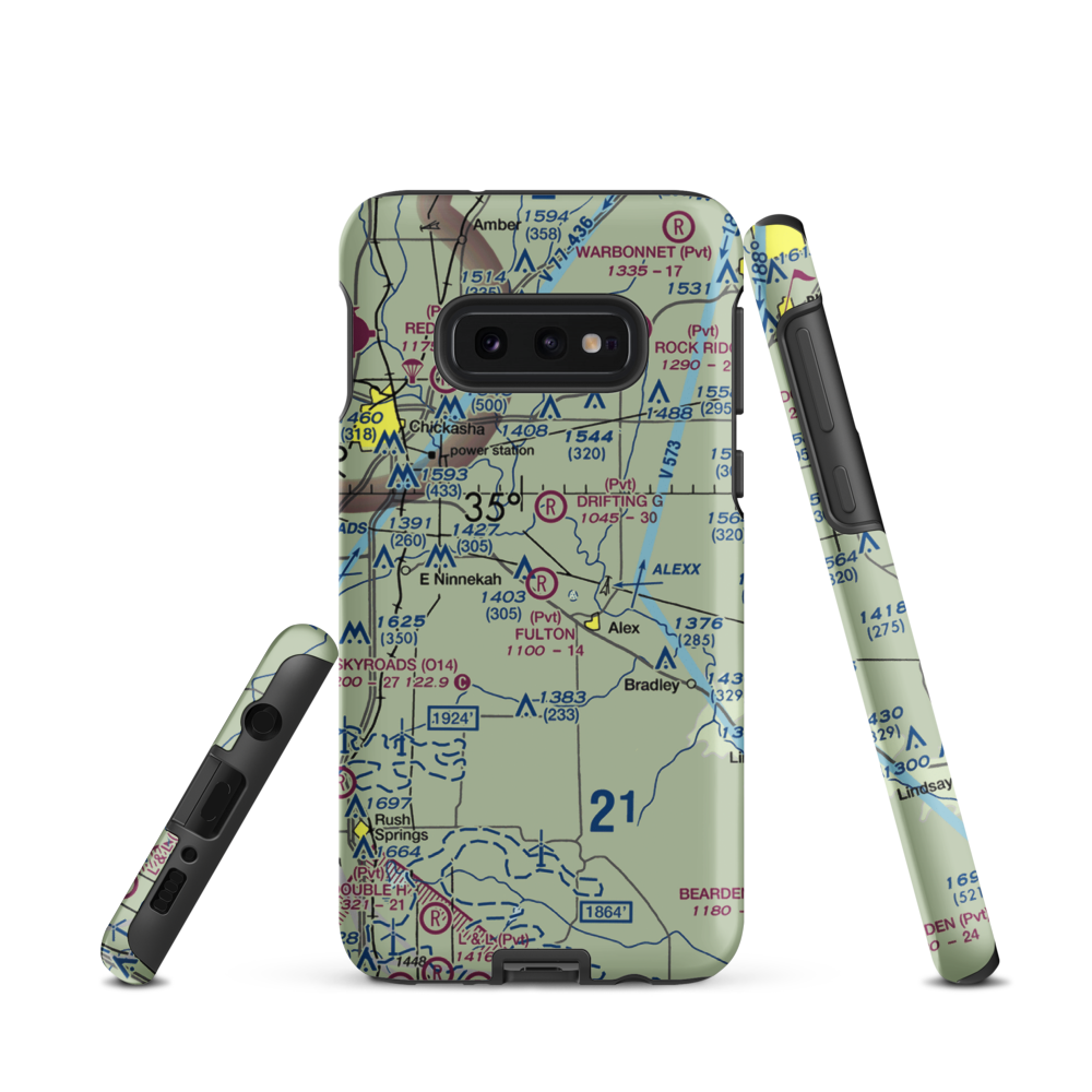 Fulton Airport (00AS) VFR Sectional Samsung Phone Case Samsung Galaxy S10e model shown