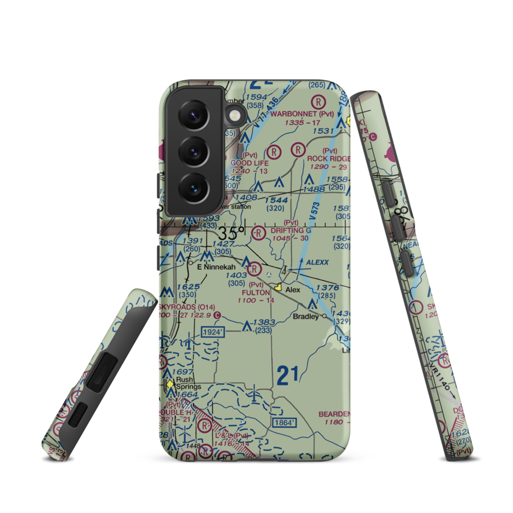 Fulton Airport (00AS) VFR Sectional Samsung Phone Case Samsung Galaxy S22 model shown