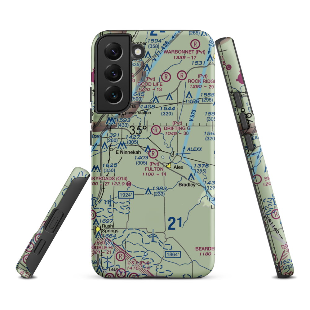 Fulton Airport (00AS) VFR Sectional Samsung Phone Case Samsung Galaxy S22 Plus model shown