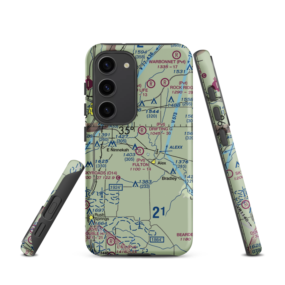 Fulton Airport (00AS) VFR Sectional Samsung Phone Case Samsung Galaxy S23 model shown