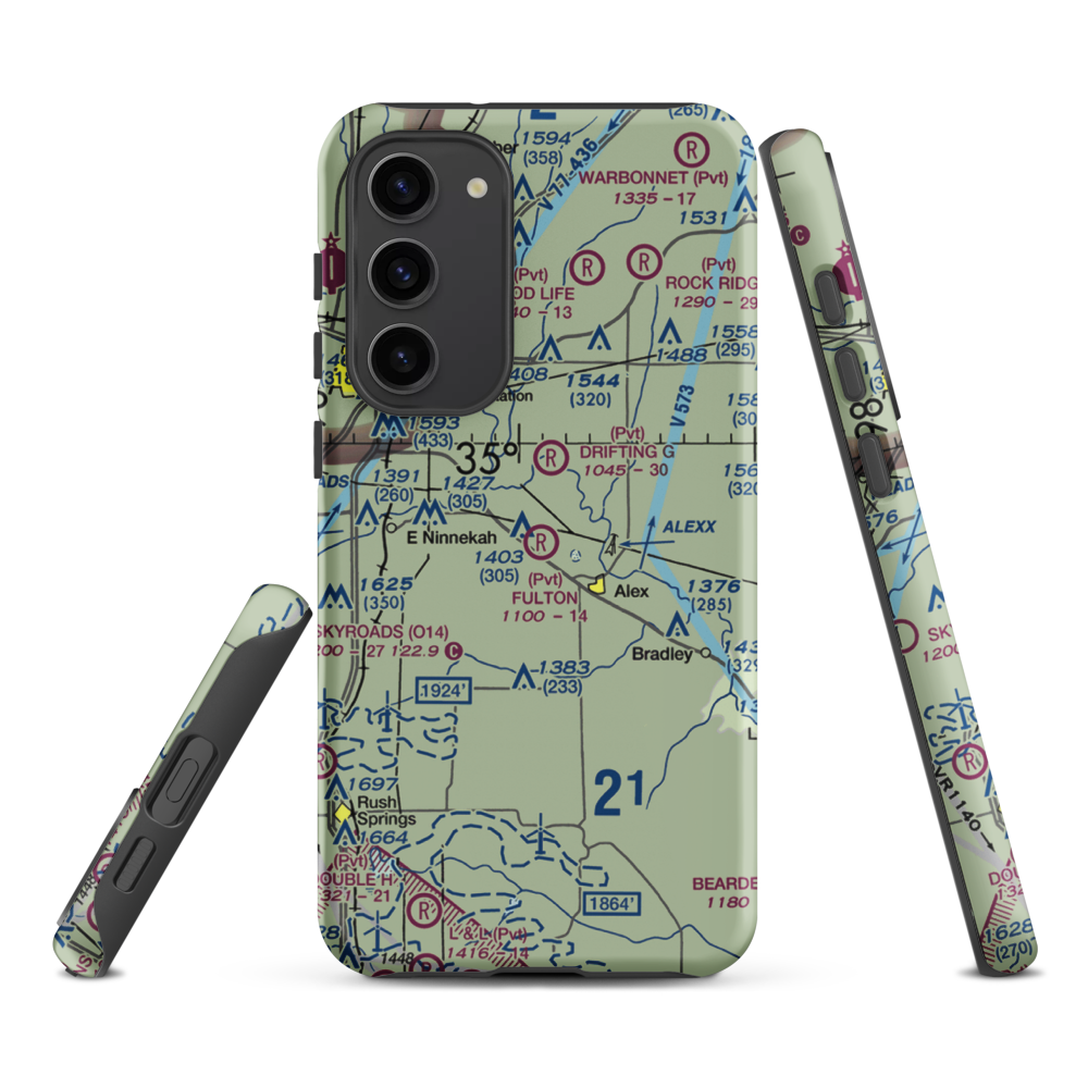 Fulton Airport (00AS) VFR Sectional Samsung Phone Case Samsung Galaxy S23 Plus model shown