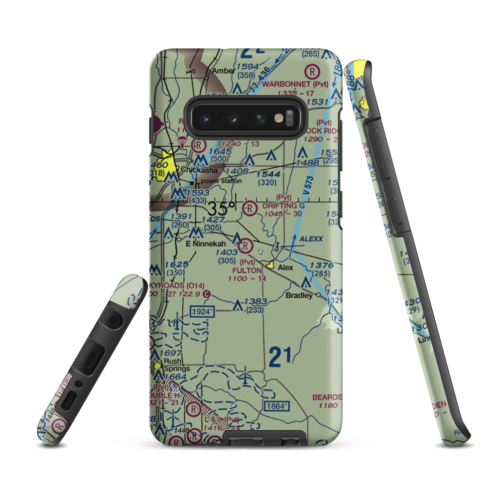 Fulton Airport (00AS) VFR Sectional Samsung Phone Case Samsung Galaxy S10 Plus model shown