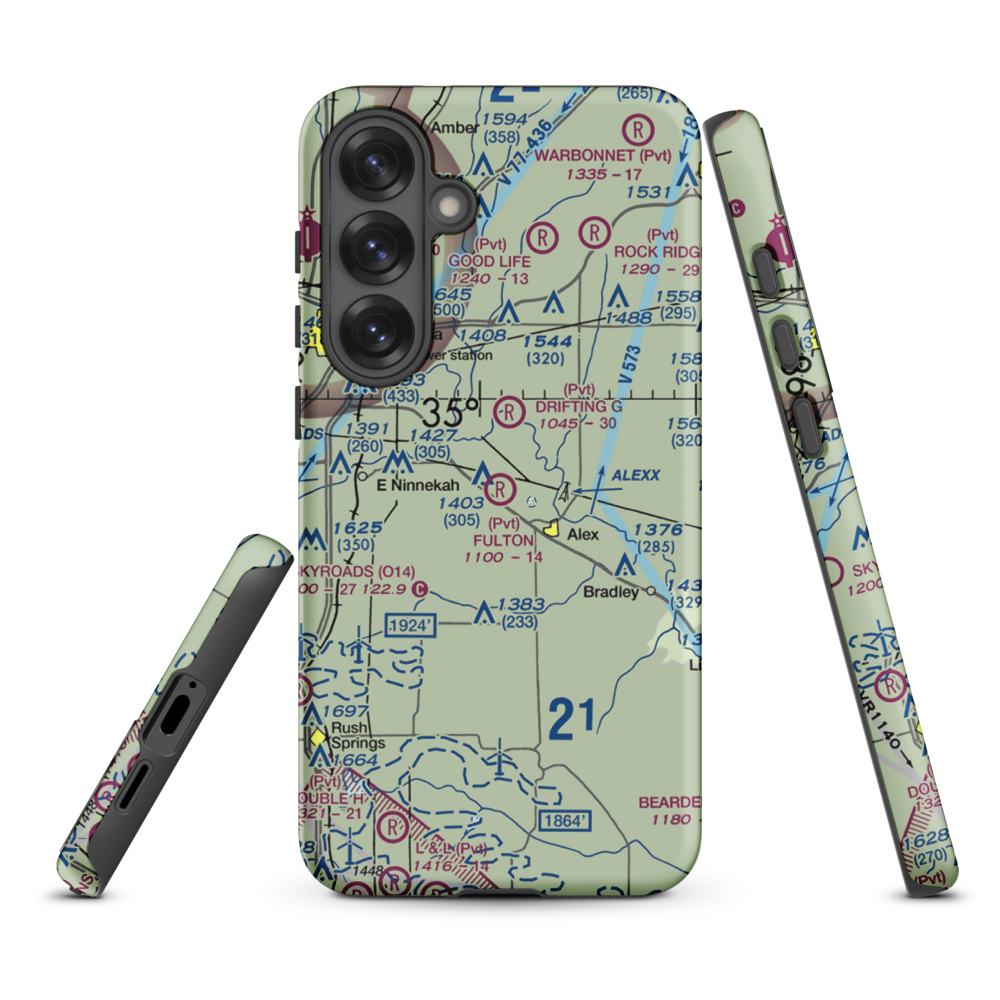 Fulton Airport (00AS) VFR Sectional Samsung Phone Case Samsung Galaxy S25 Plus model shown