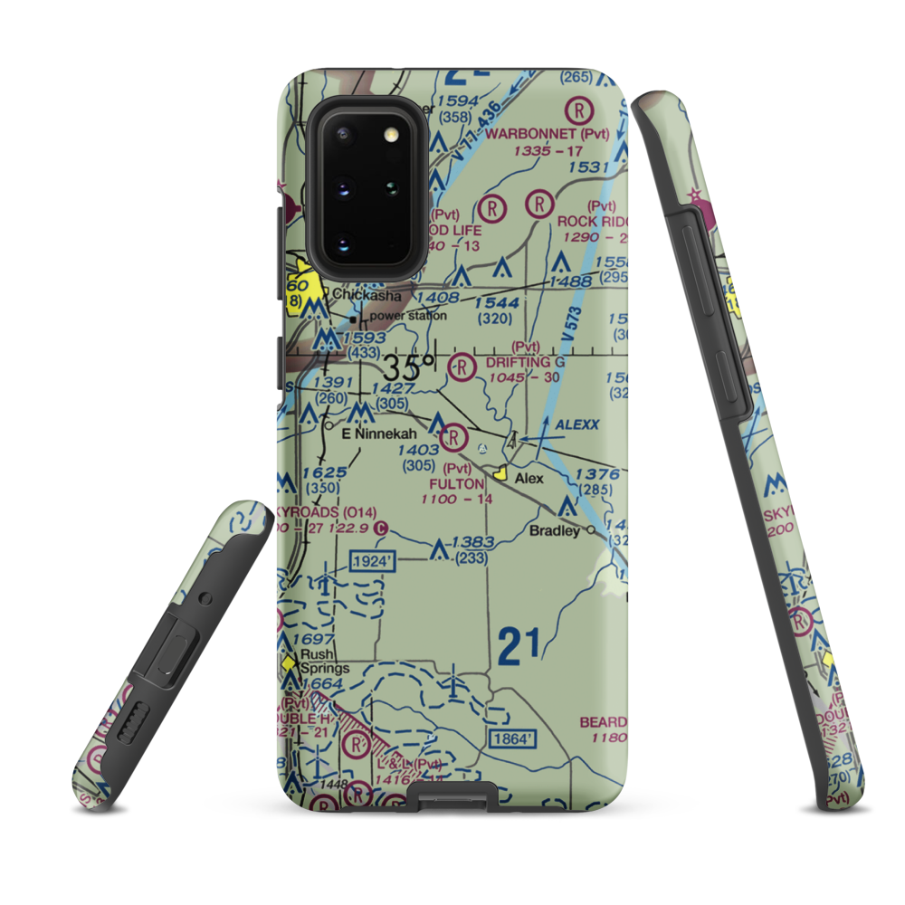 Fulton Airport (00AS) VFR Sectional Samsung Phone Case Samsung Galaxy S20 Plus model shown