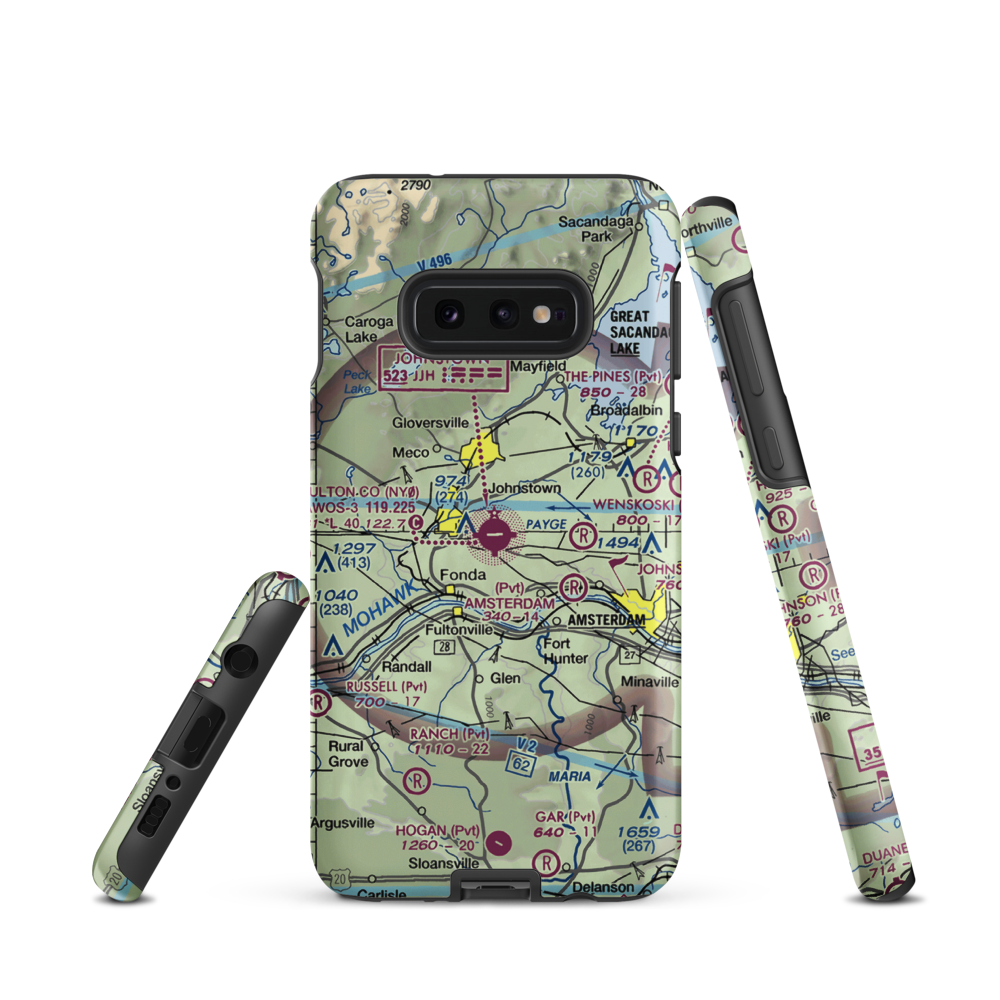 Fulton County Airport (NY0) VFR Sectional Samsung Phone Case Samsung Galaxy S10e model shown