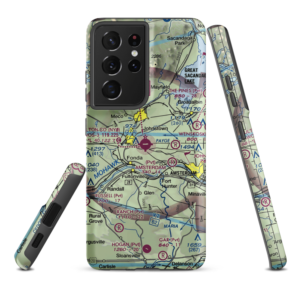 Fulton County Airport (NY0) VFR Sectional Samsung Phone Case Samsung Galaxy S21 Plus model shown