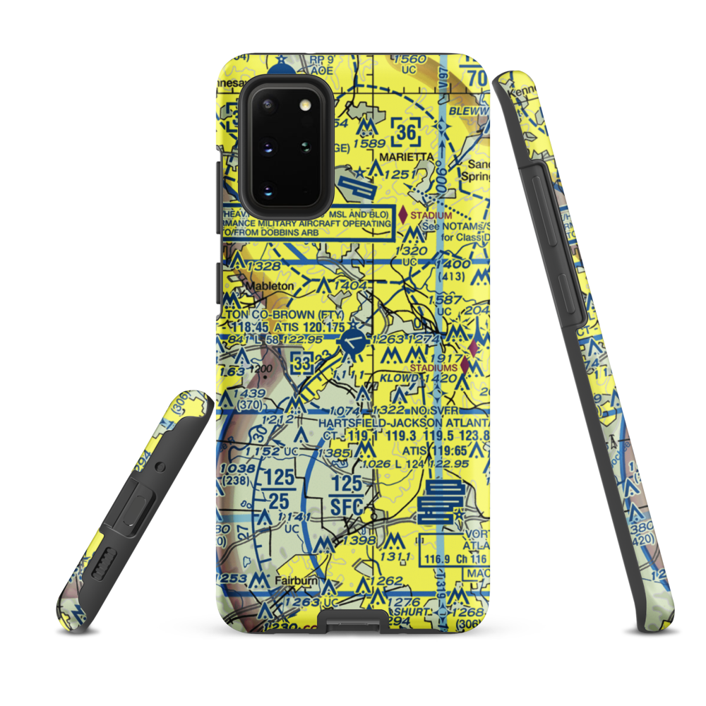 Fulton County Airport Brown Field (FTY) VFR Sectional Samsung Phone Case Samsung Galaxy S20 Plus model shown