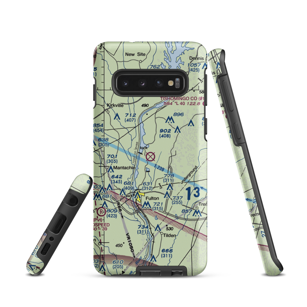 Fulton-Itawamba County Airport (11M) VFR Sectional Samsung Phone Case Samsung Galaxy S10 model shown