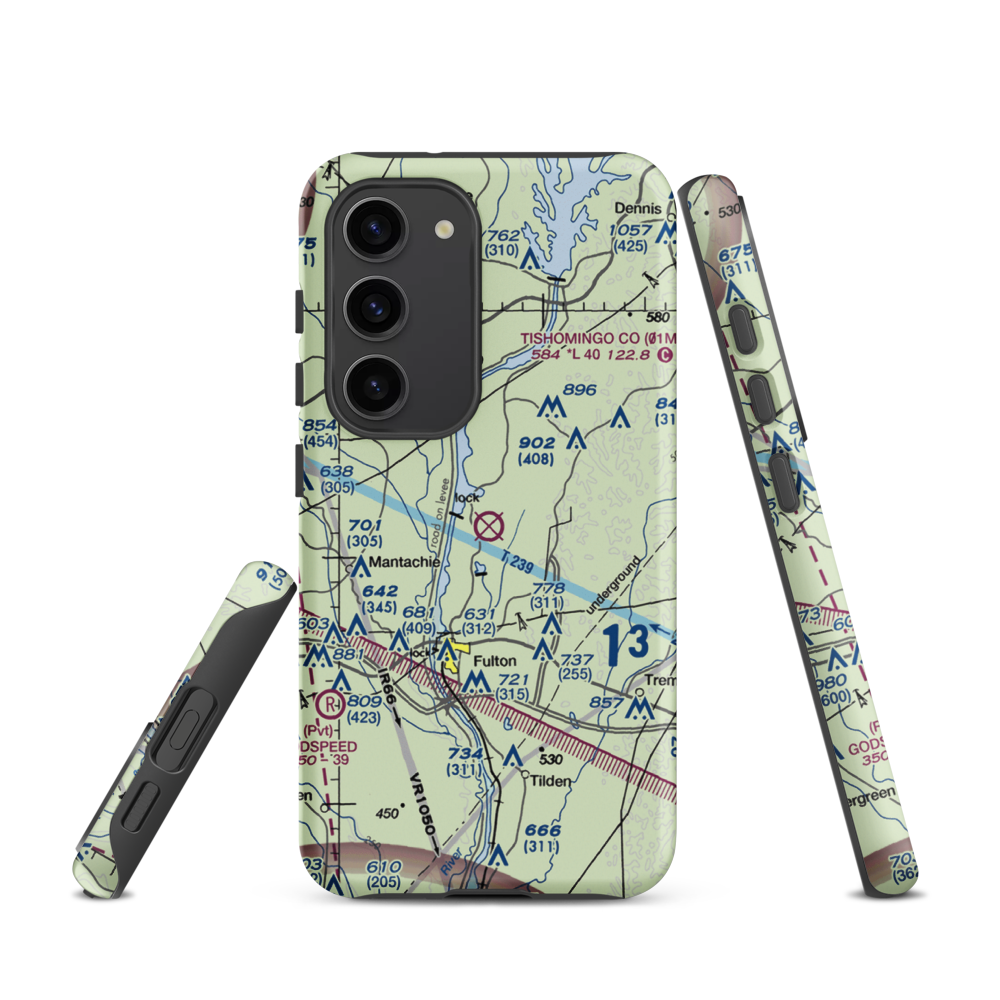 Fulton-Itawamba County Airport (11M) VFR Sectional Samsung Phone Case Samsung Galaxy S23 model shown