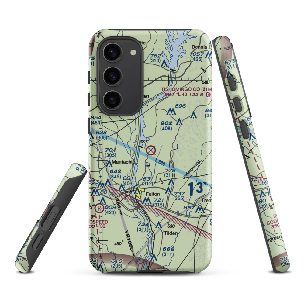 Fulton-Itawamba County Airport (11M) VFR Sectional Samsung Phone Case Samsung Galaxy S23 Plus model shown