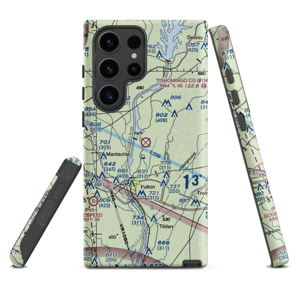 Fulton-Itawamba County Airport (11M) VFR Sectional Samsung Phone Case Samsung Galaxy S23 Ultra model shown
