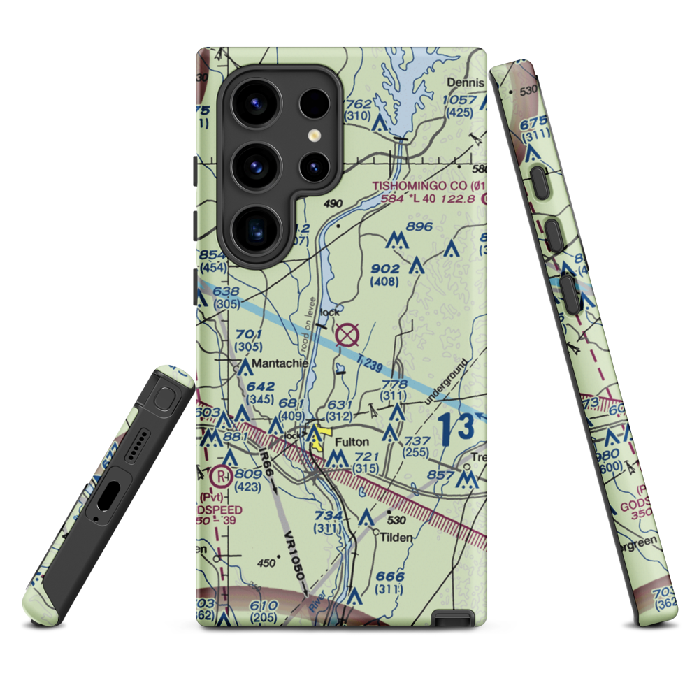 Fulton-Itawamba County Airport (11M) VFR Sectional Samsung Phone Case Samsung Galaxy S24 Ultra model shown