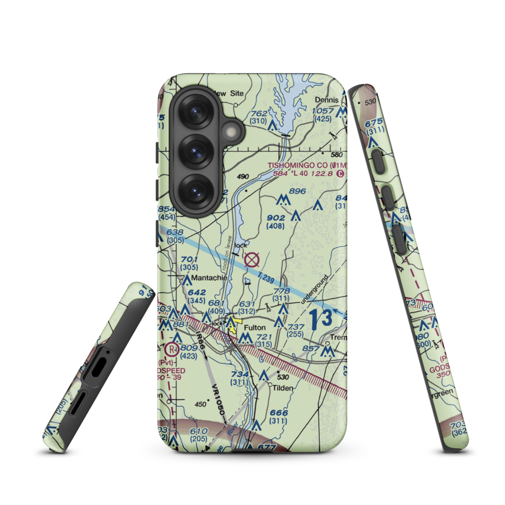 Fulton-Itawamba County Airport (11M) VFR Sectional Samsung Phone Case Samsung Galaxy S25 model shown