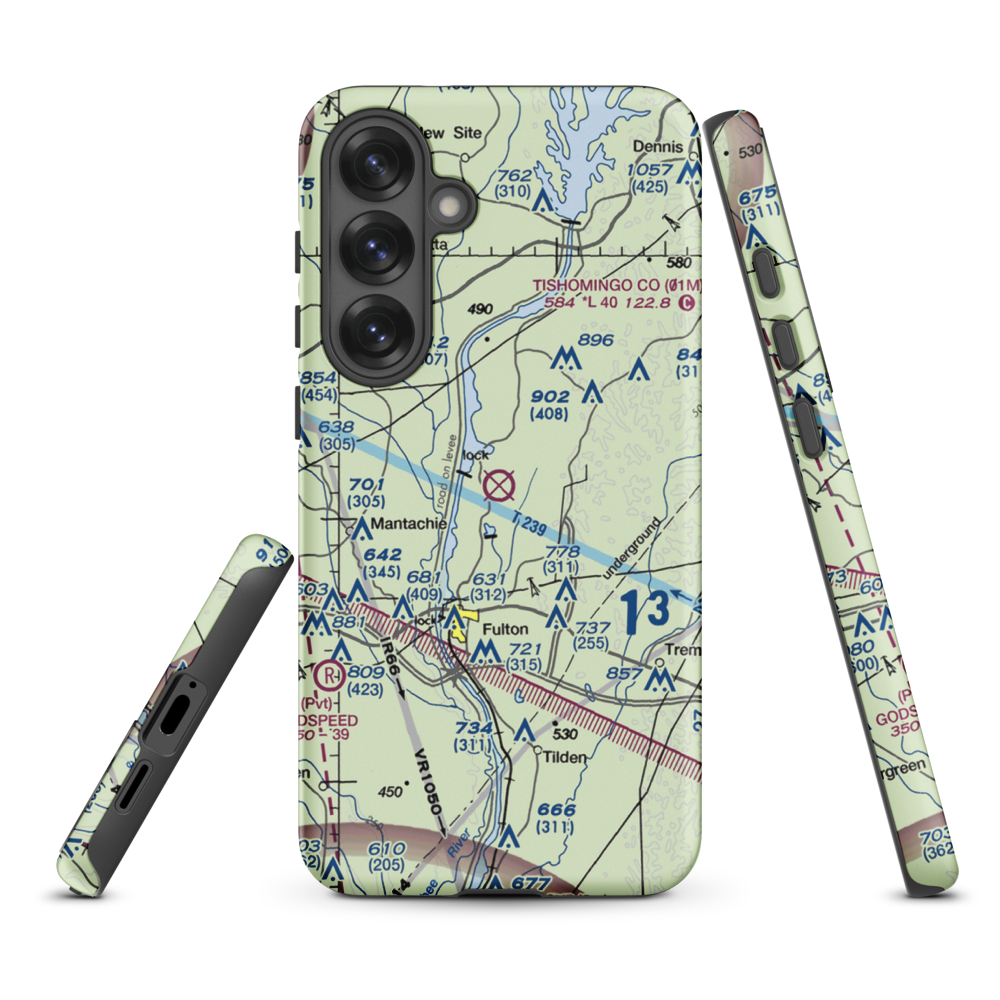 Fulton-Itawamba County Airport (11M) VFR Sectional Samsung Phone Case Samsung Galaxy S25 Plus model shown
