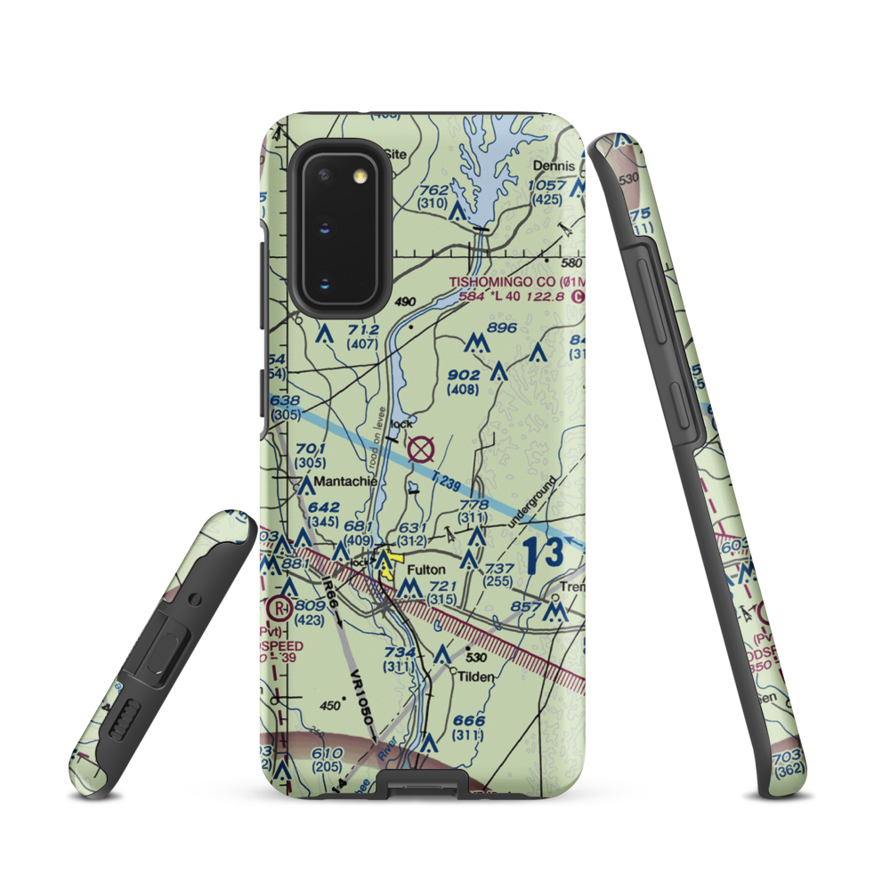 Fulton-Itawamba County Airport (11M) VFR Sectional Samsung Phone Case Samsung Galaxy S20 model shown