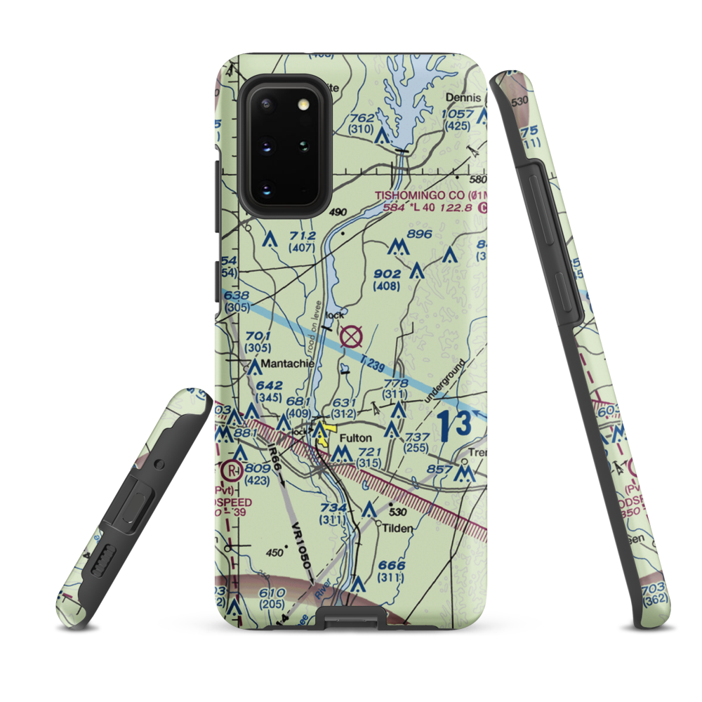 Fulton-Itawamba County Airport (11M) VFR Sectional Samsung Phone Case Samsung Galaxy S20 Plus model shown