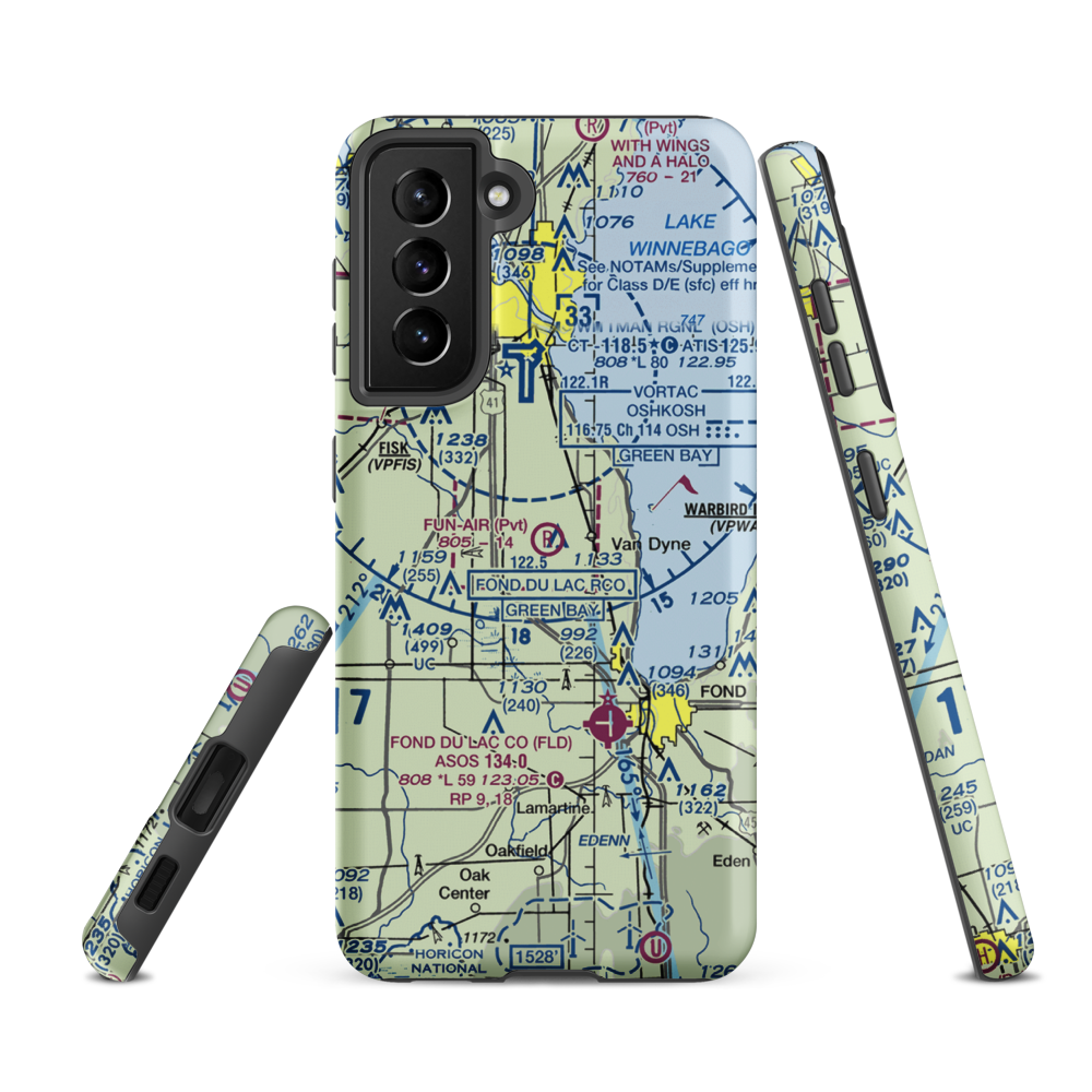 Fun-Air Airport (WI46) VFR Sectional Samsung Phone Case Samsung Galaxy S21 FE model shown