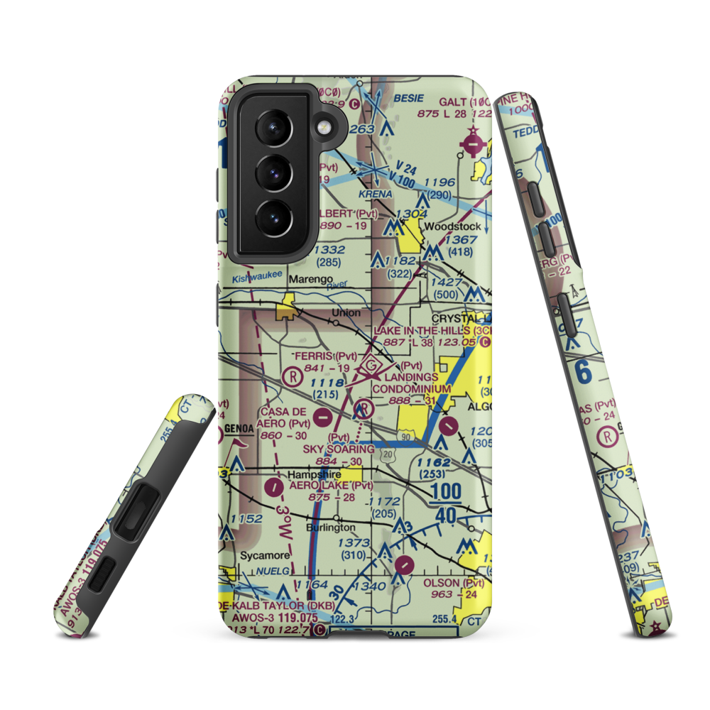 Funny Farm Airport (5LL7) VFR Sectional Samsung Phone Case Samsung Galaxy S21 FE model shown