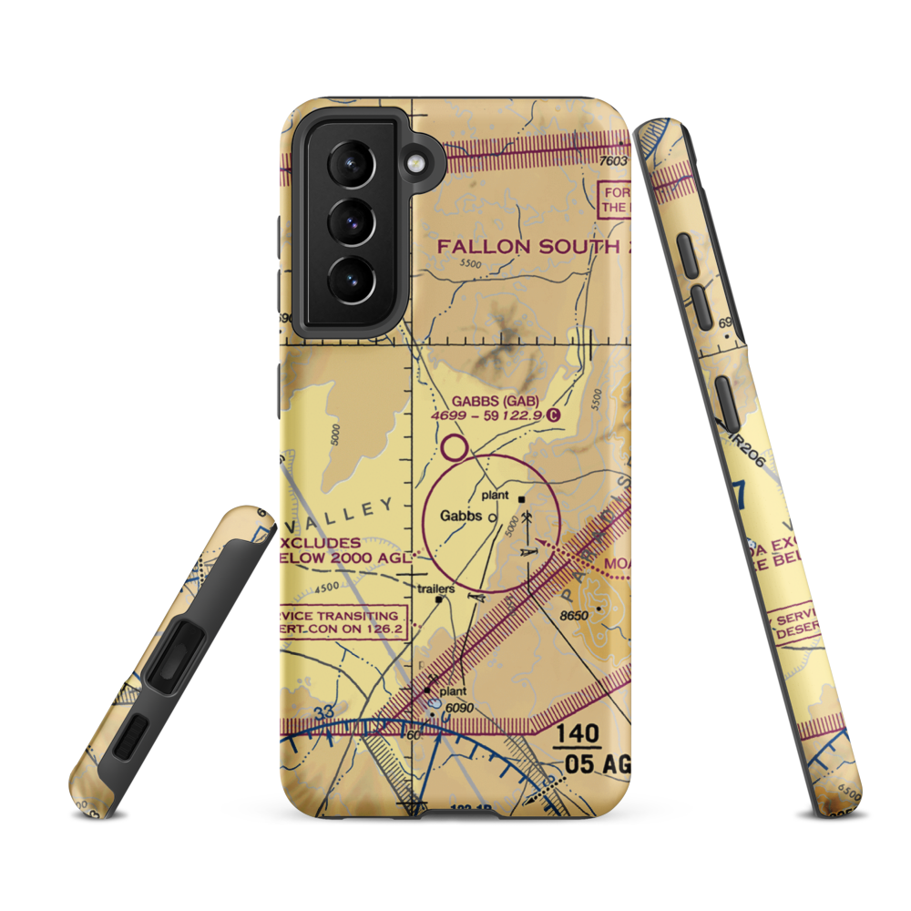 Gabbs Airport (GAB) VFR Sectional Samsung Phone Case Samsung Galaxy S21 FE model shown