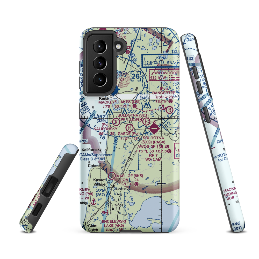 Gaede Airport (7AK3) VFR Sectional Samsung Phone Case Samsung Galaxy S21 FE model shown