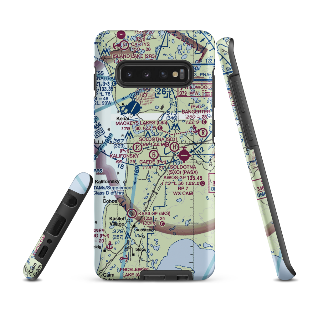 Gaede Airport (7AK3) VFR Sectional Samsung Phone Case Samsung Galaxy S10 Plus model shown