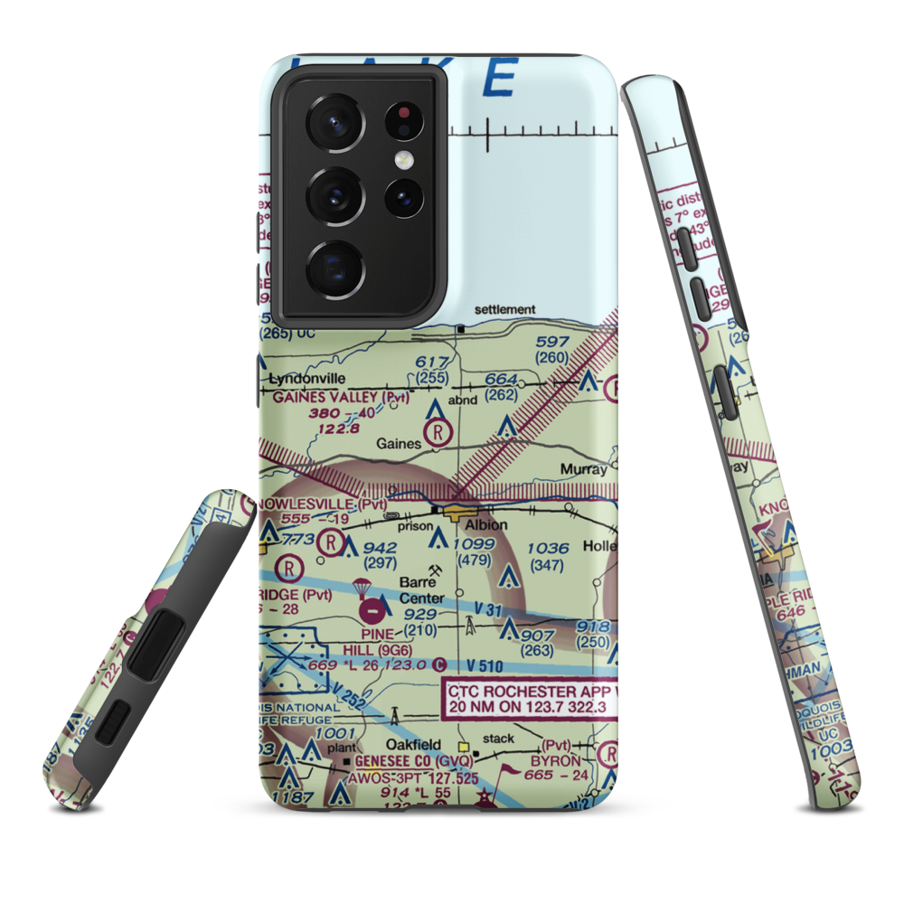 Gaines Valley Aviation Airport (NY06) VFR Sectional Samsung Phone Case Samsung Galaxy S21 Ultra model shown