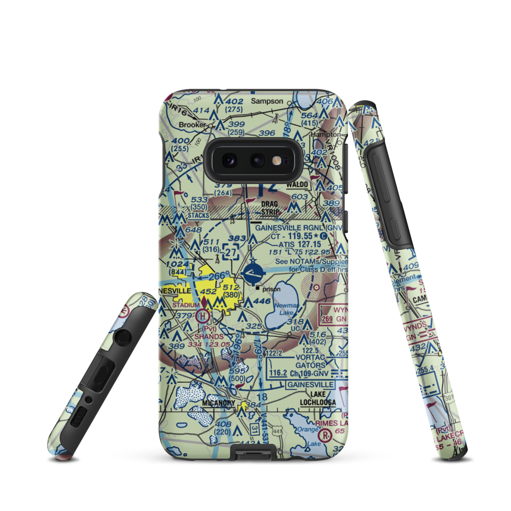 Gainesville Regional Airport (GNV) VFR Sectional Samsung Phone Case Samsung Galaxy S10e model shown