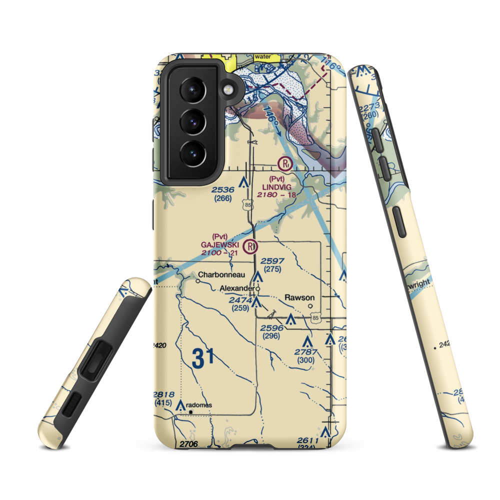Gajewski Field (ND26) VFR Sectional Samsung Phone Case Samsung Galaxy S21 FE model shown