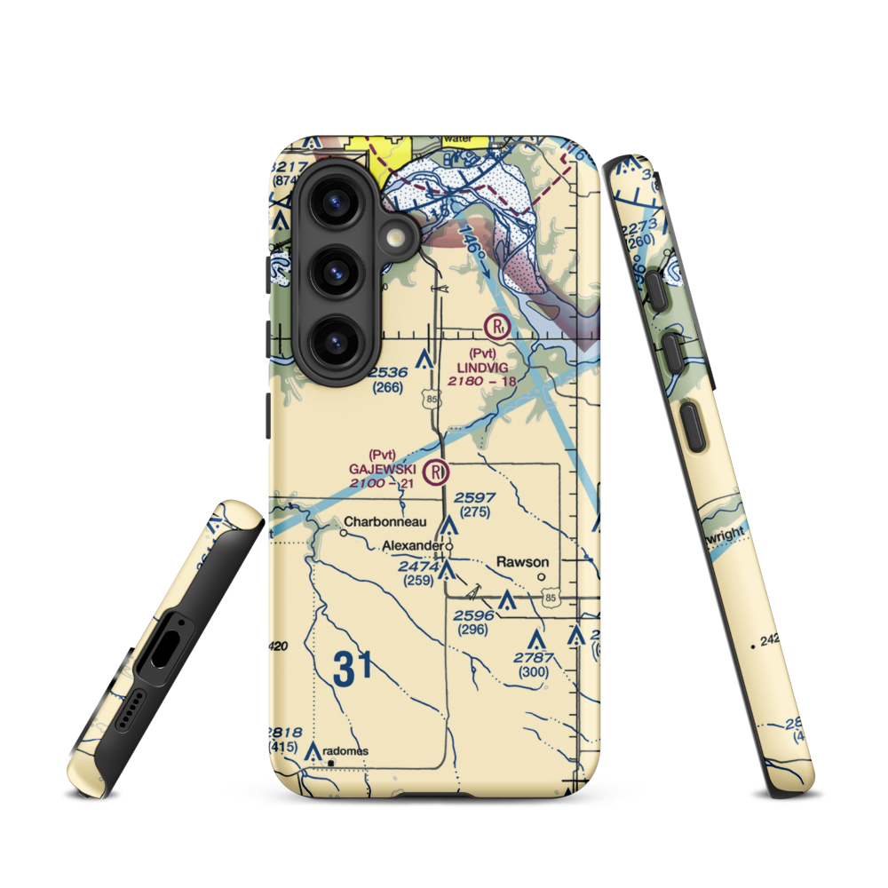 Gajewski Field (ND26) VFR Sectional Samsung Phone Case Samsung Galaxy S24 model shown