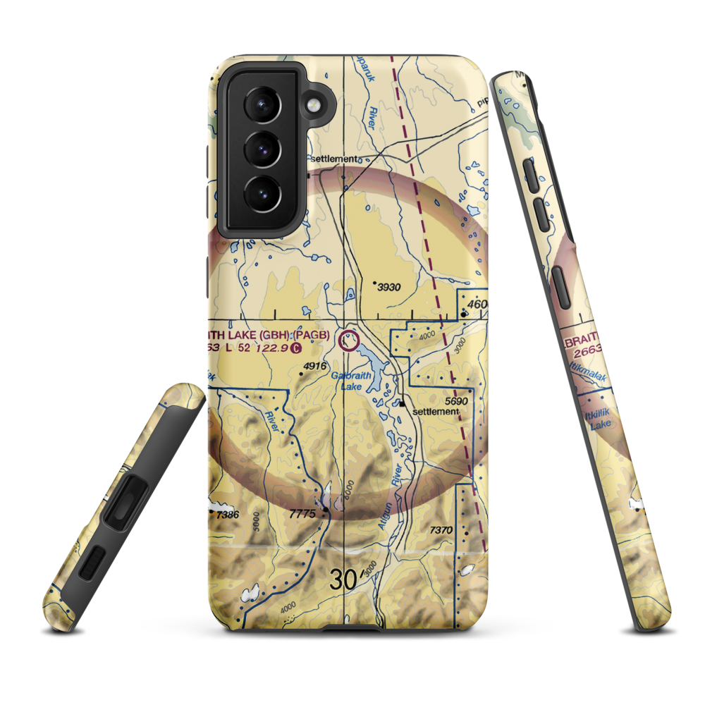 Galbraith Lake Airport (GBH) VFR Sectional Samsung Phone Case Samsung Galaxy S21 FE model shown