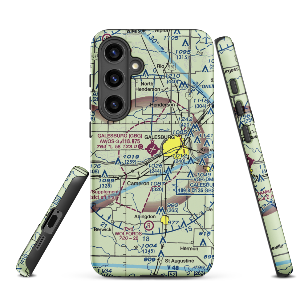 Galesburg Municipal Airport (GBG) VFR Sectional Samsung Phone Case Samsung Galaxy S24 Plus model shown