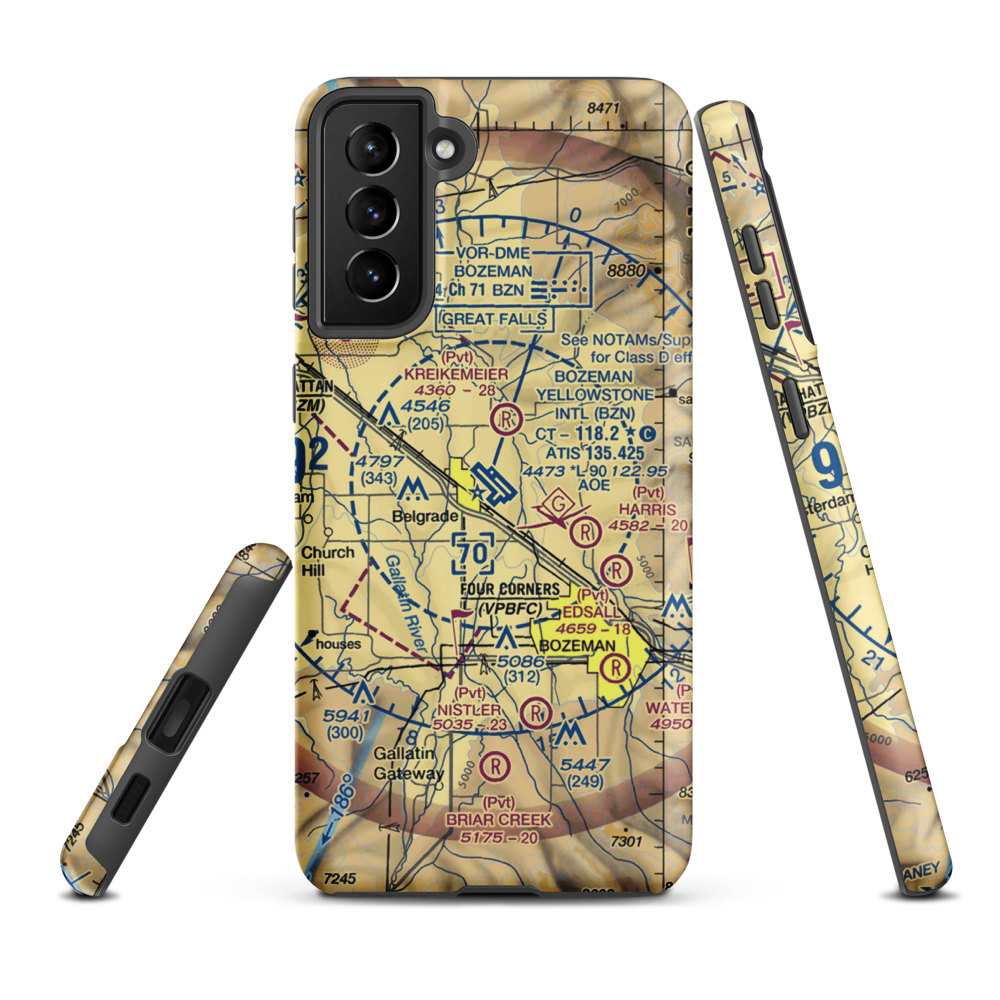Gallatin Field (BZN) VFR Sectional Samsung Phone Case Samsung Galaxy S21 FE model shown