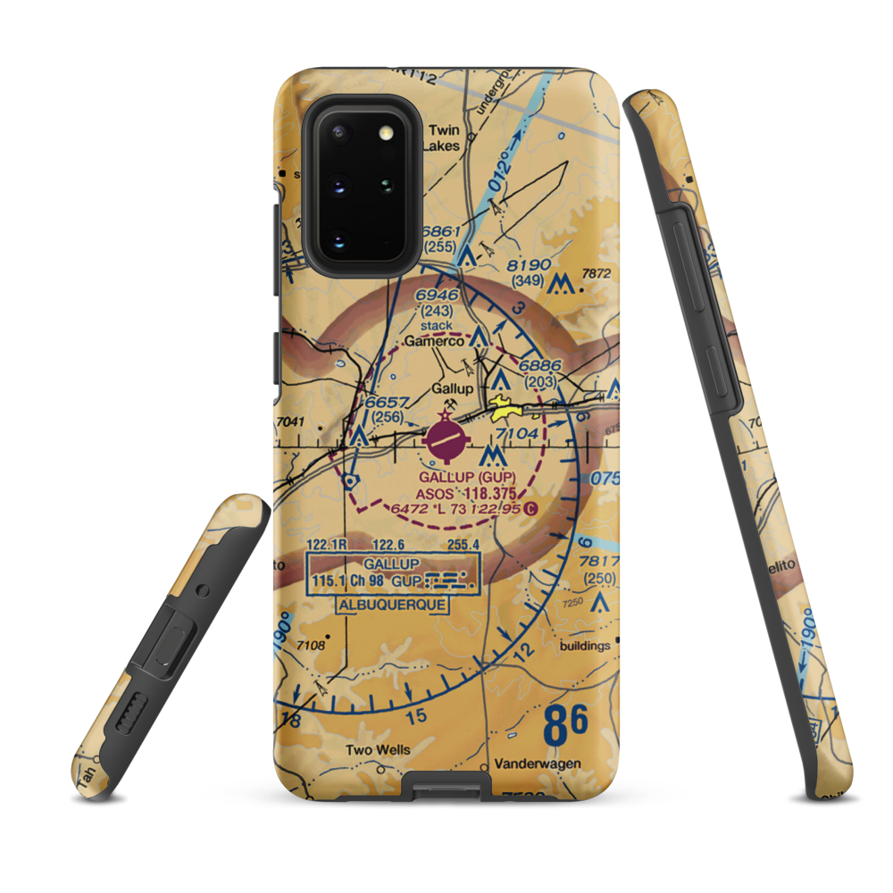 Gallup Municipal Airport (GUP) VFR Sectional Samsung Phone Case Samsung Galaxy S20 Plus model shown