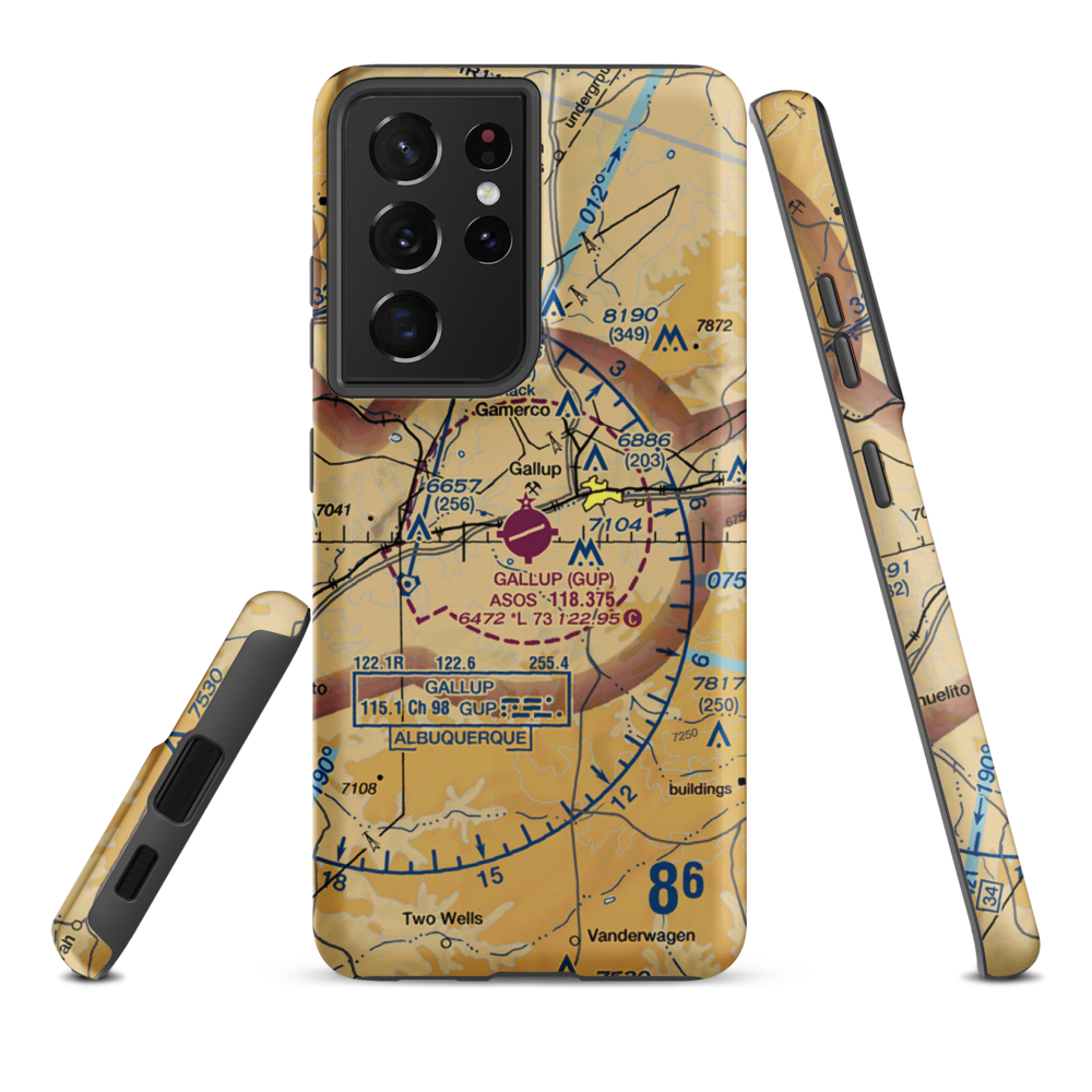 Gallup Municipal Airport (GUP) VFR Sectional Samsung Phone Case Samsung Galaxy S21 Ultra model shown