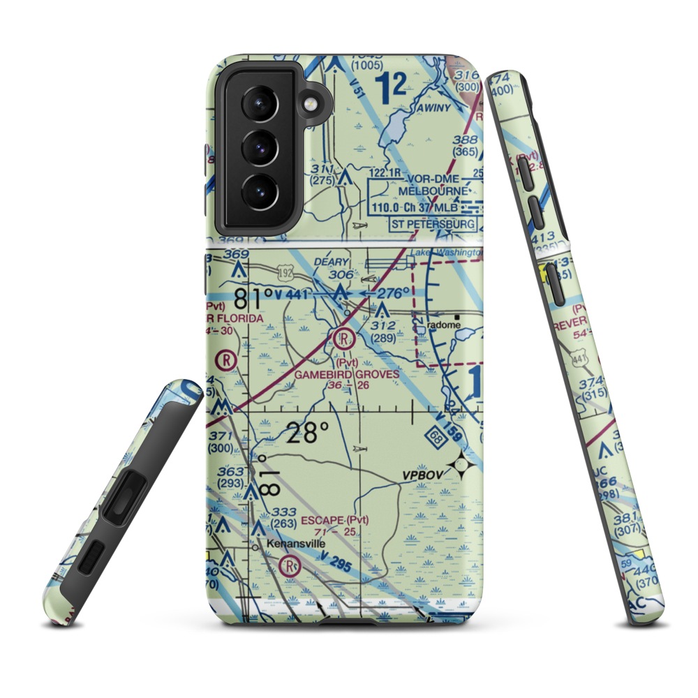 Gamebird Groves Airstrip (FD74) VFR Sectional Samsung Phone Case Samsung Galaxy S21 FE model shown