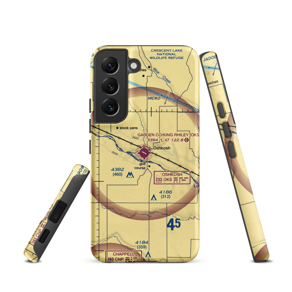 Garden County Airport/King Rhiley Field (OKS) VFR Sectional Samsung Phone Case Samsung Galaxy S22 model shown