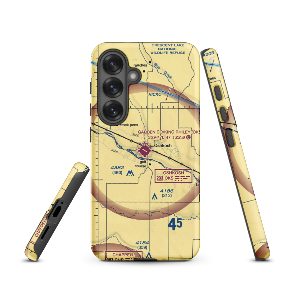 Garden County Airport/King Rhiley Field (OKS) VFR Sectional Samsung Phone Case Samsung Galaxy S25 model shown