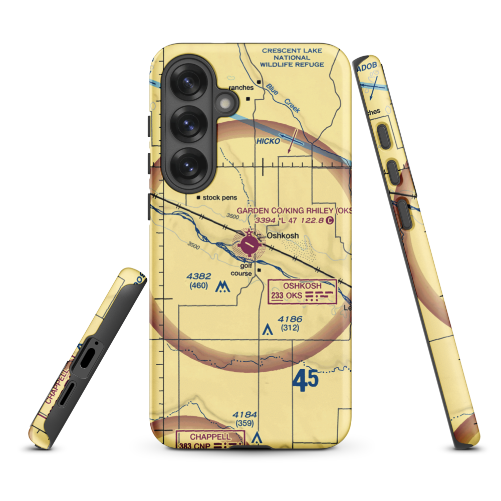 Garden County Airport/King Rhiley Field (OKS) VFR Sectional Samsung Phone Case Samsung Galaxy S25 Plus model shown