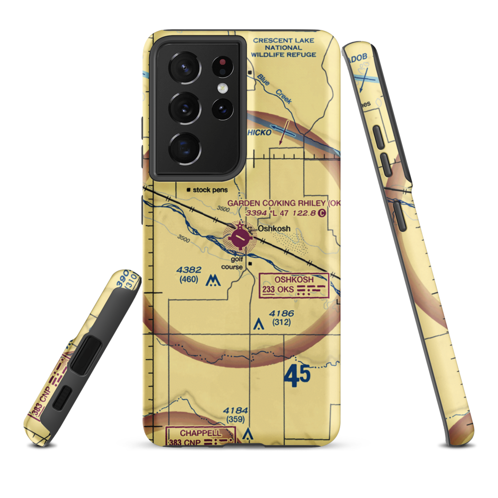 Garden County Airport/King Rhiley Field (OKS) VFR Sectional Samsung Phone Case Samsung Galaxy S21 Ultra model shown